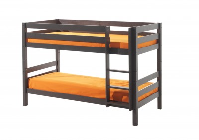 Pat etajat din lemn de pin pentru copii Pino Small Grej, 200 x 90 cm