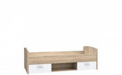 Pat din pal cu 2 sertare, pentru copii Winer Stejar Sonoma / Alb