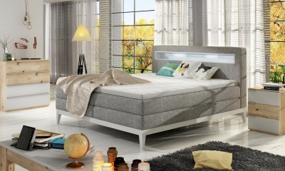 Pat tapitat Skyes LED Boxspring