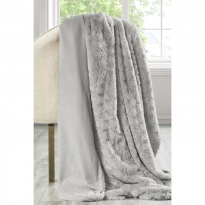 Patura din blana sintetica Andrea Grey, 220 x 240 cm