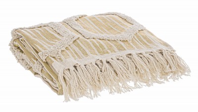 Patura din bumbac Hille Hexagonal Auriu / Bej, 130 x 170 cm