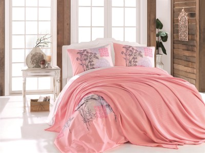 Patura din bumbac Pique Roz, 230 x 240 cm