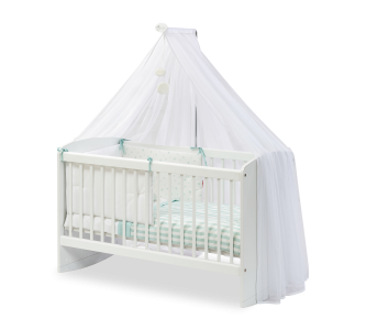 Patut din pal cu sistem de leganare, pentru bebe Cradle Baby Alb, 100 x 50 cm