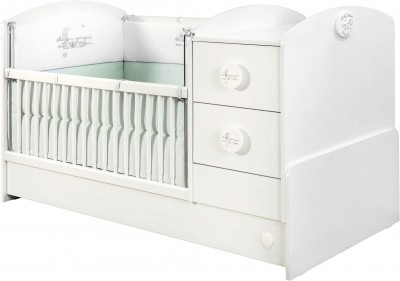 Patut transformabil din pal, pentru bebe Baby Cotton Alb, 160 x 75 cm