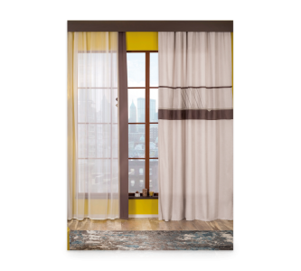 Set perdea si draperie pentru copii Cool Cream / Dark Brown