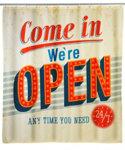 Perdea dus anti-mucegai din poliester, Vintage Open Multicolor, 180 x 200 cm