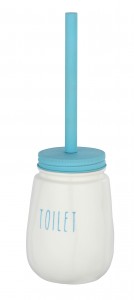 Perie de toaleta cu suport din ceramica, Tirana Alb / Albastru, Ø11,5xH34,5 cm