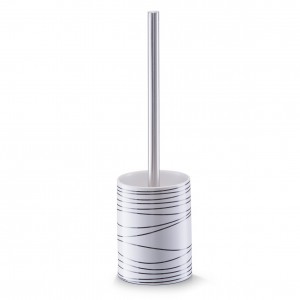 Perie de toaleta cu suport din ceramica, Lines White, Ø 9,5xH34 cm