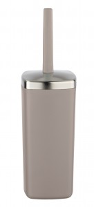 Perie de toaleta cu suport din plastic, Barcelona Taupe, L9,6xl9,6xH36,5 cm