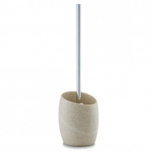 Perie de toaleta cu suport din polirasina, Stonefinish Beige, l10,8xA10,8xH36,5 cm