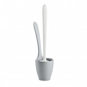 Perie de toaleta cu suport din termoplastic, Mary Loo Gri / Alb, l10,4xA21,9xH42,8 cm