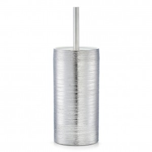 Perie de toaleta cu suport din ceramica, Brushed Silver, Ø 11xH33 cm