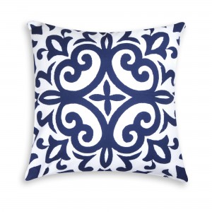 Perna decorativa cu husa detasabila, L45xl45 cm, Boheme Bleumarin / Alb