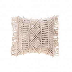 Perna decorativa cu husa detasabila, Macralina Natural, 40 x 40 cm