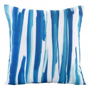 Perna decorativa cu husa detasabila Strips Albastru / Alb, 45 x 45 cm 