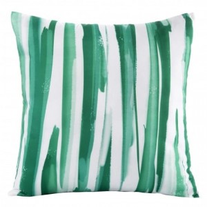 Perna decorativa cu husa detasabila Strips Verde / Alb, 45 x 45 cm 