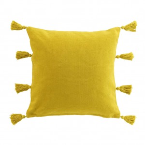 Perna decorativa cu husa detasabila, Tasselina Galben, 45 x 45 cm