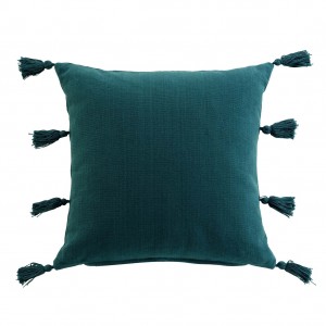 Perna decorativa cu husa detasabila, Tasselina Petrol, 45 x 45 cm