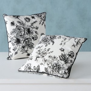 Perna decorativa din bumbac Anny Negru / Alb, Modele Asortate, L45xl45 cm