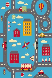 Covor Piccola Kids Pic-021 Road Cars, Tesut mecanic