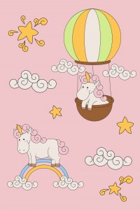 Covor Piccola Kids Pic-05 Unicorn Pink, Tesut mecanic
