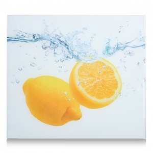 Placa din sticla protectie perete/plita, Lemon Splash, L56xl50 cm