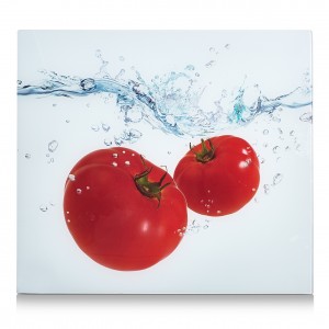 Placa din sticla protectie perete/plita, Tomato Splash, L56xl50 cm