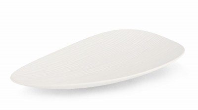 Platou decorativ din ceramica, Striped Alb, L47xl30xH5,5 cm