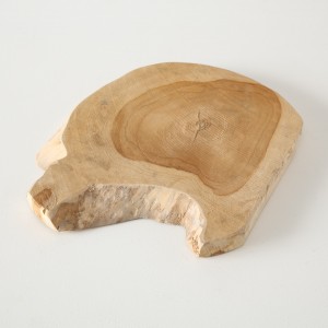 Platou decorativ din lemn Teak Natural, Ø32xH2 cm