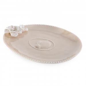 Platou decorativ din portelan Easter Bej, L20xl15xH3 cm