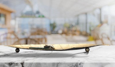 Platou decorativ metalic Long Foglia Auriu, L38xl11xH3 cm