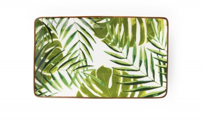 Platou pentru servire, din dolomita, L20xl12,5 cm, Foliage Small Verde