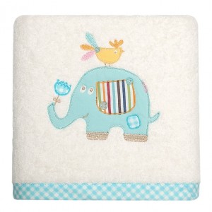 Prosop baie din bumbac Baby 2 Alb / Turcoaz