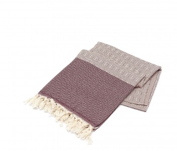 Prosop de spa din bumbac, Diamond Bordeaux / Ecru, 100 x 180 cm