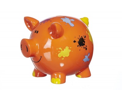 Pusculita ceramica Splash, Orange, 15 cm