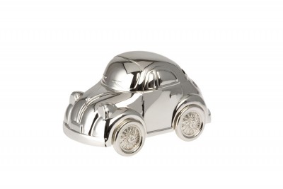Pusculita decorativa din metal argintat, Box Car Argintiu, H6,5 cm