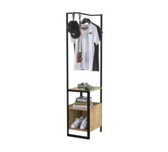 Raft cu suport umerase din pal si metal, pentru tineret Wood Metal Natural / Negru, l40xA48xH187 cm