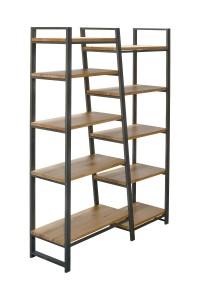 Raft din lemn de stejar salbatic si metal, Stone Nobil Regular Stejar Bassano, l145xA42xH200 cm