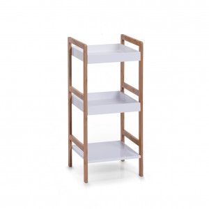 Raft pentru baie din bambus si MDF, Bamboo Alb / Natural, l36xA33xH80 cm