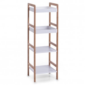 Raft pentru baie din bambus si MDF, Bamboo Alb / Natural, l36xA33xH110 cm
