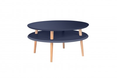 Masa de cafea din lemn de fag si MDF Ufo Low Graphite / Beech, Ø70xH35 cm