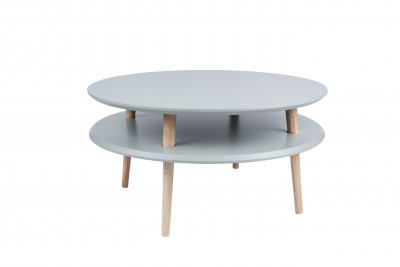 Masa de cafea din lemn de fag si MDF Ufo Low Dark Grey / Beech, Ø70xH35 cm