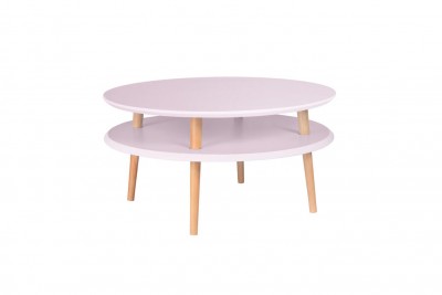 Masa de cafea din lemn de fag si MDF Ufo Low Dusky Pink / Beech, Ø70xH35 cm