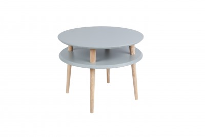 Masa de cafea din lemn de fag si MDF Ufo Medium Dark Grey / Beech, Ø57xH45 cm