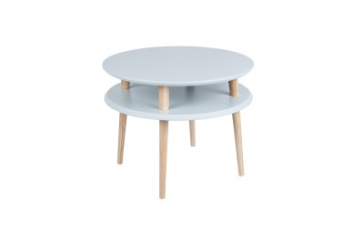 Masa de cafea din lemn de fag si MDF Ufo Medium Light Grey / Beech, Ø57xh45 cm