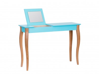 Masa machiaj cu oglinda, din lemn de fag si MDF Lillo Large Dark Turquoise / Beech, L105xl35xH74 cm