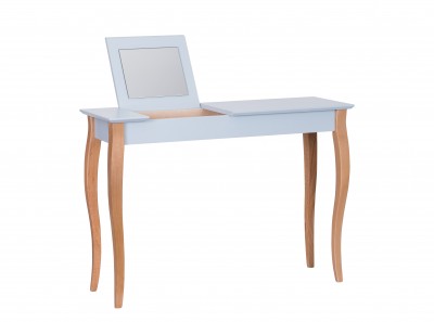 Masa machiaj cu oglinda, din lemn de fag si MDF Lillo Large Light Grey / Beech, L105xl35xH74 cm