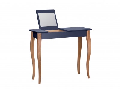 Masa machiaj cu oglinda, din lemn de fag si MDF Lillo Medium Graphite / Beech, L85xl35xH74 cm