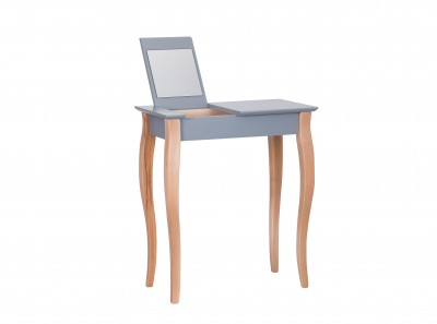 Masuta machiaj cu oglinda, din lemn de fag si MDF Lillo Small Dark Grey / Beech, L65xl35xH74 cm