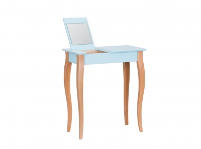 Masuta machiaj cu oglinda, din lemn de fag si MDF Lillo Small Light Turquoise / Beech, L65xl35xH74 cm